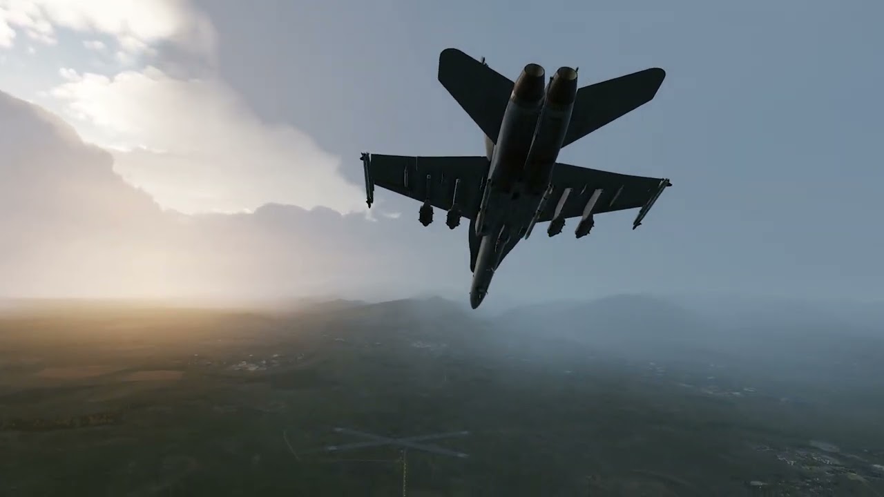 DCS F18 auf Träger Startup Bomben Landen bei Regen