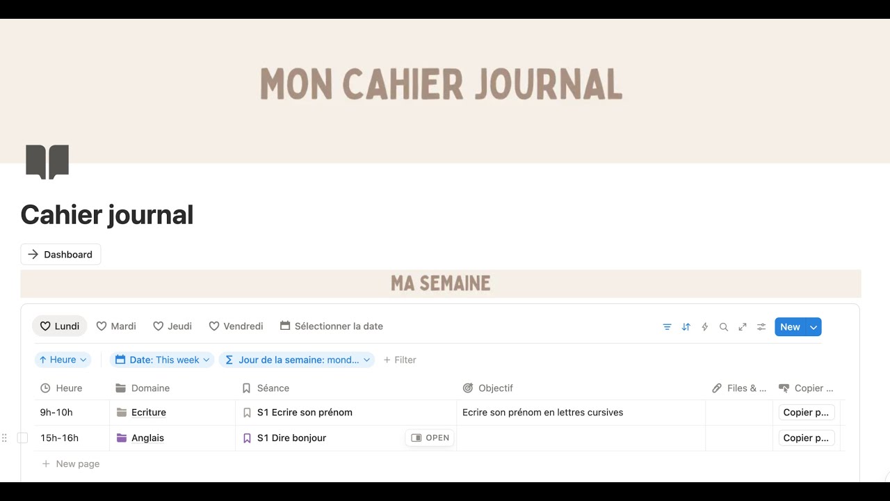 Vidéo cahier journal