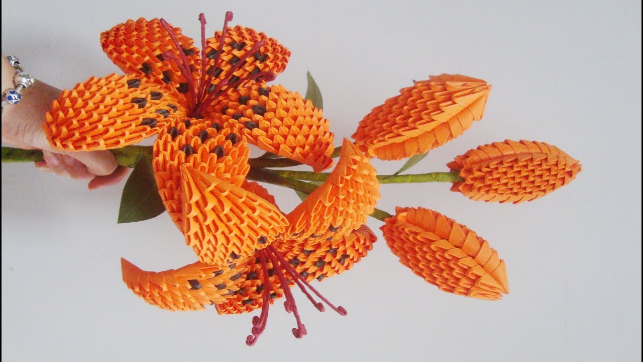 3D Origami Lily Flower V2 Tutorial | DIY Paper Lily Flower Home Decoration
