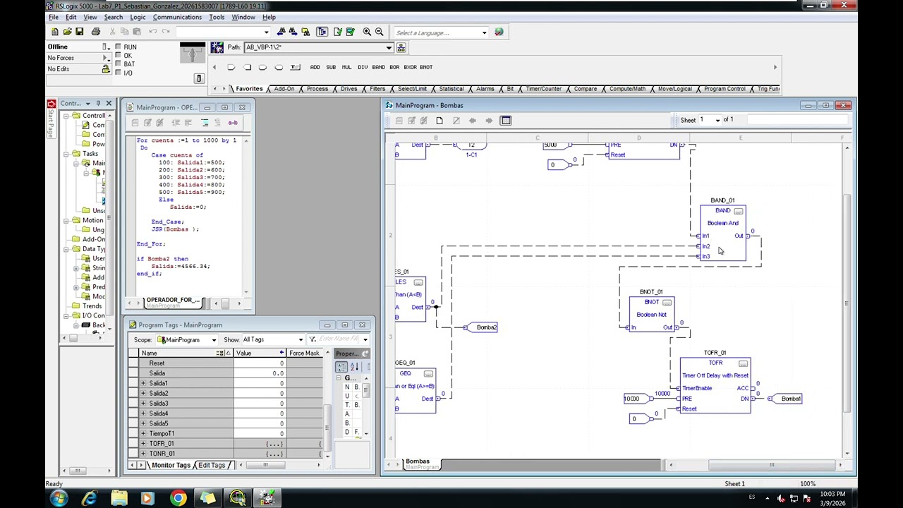 Lab 7: Operador FOR-CASE