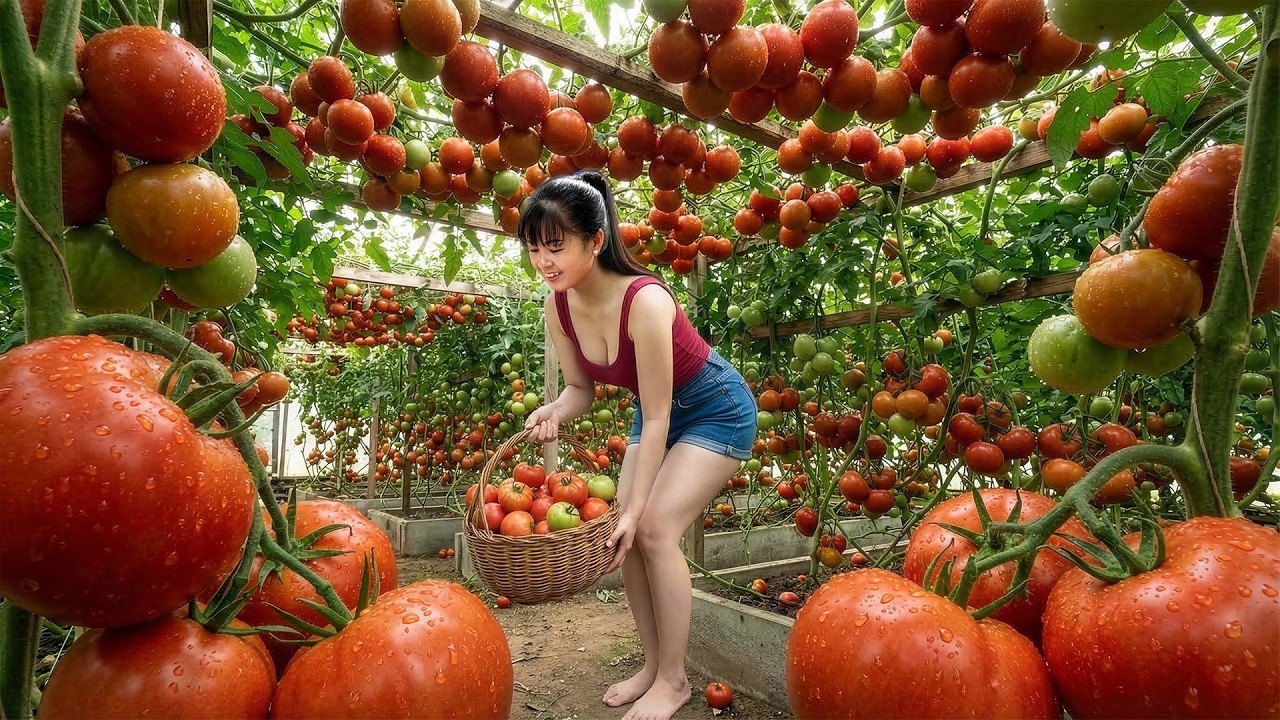 CEO Girl Harvests Tons of Fresh Tomatoes and Sells Them All at the Morning Market