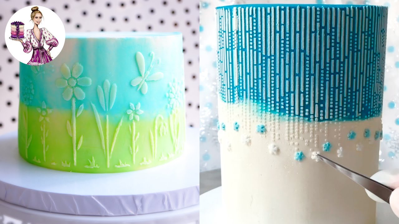 How to use Stencils on Cakes with Parchment paper, Re-usable Stencils and Foil using Buttercream!