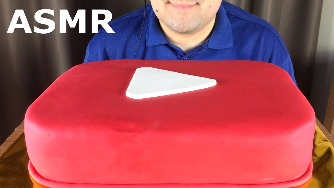 ASMR 5 KG YouTube Play Button Cake *Thanks for 100K Subs!!!* (Eating Sounds) Mukbang