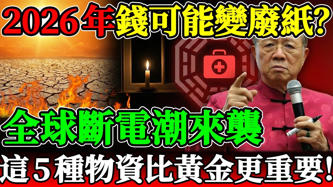 2026年，錢可能變廢紙？曾仕強：全球斷電潮來襲，記住“離火之源”，這5種物資比黃金更重要！