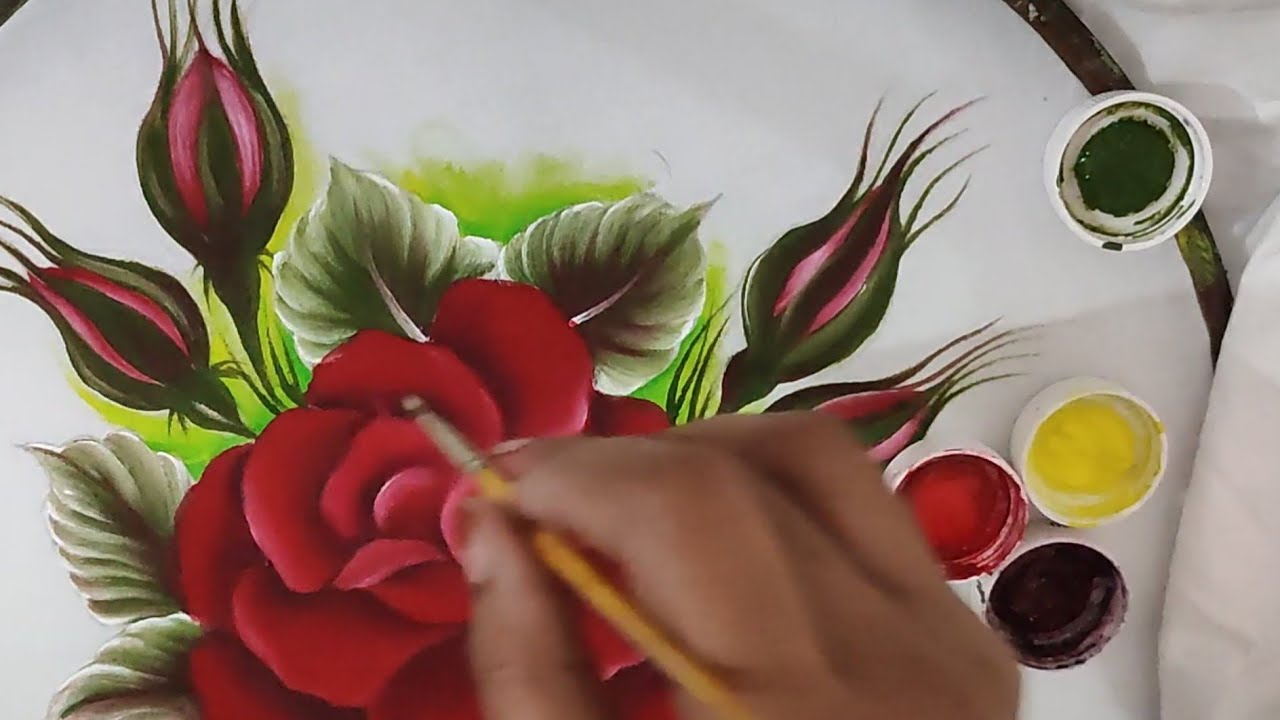 New painting tutorial rose flower design easy and simple design Mo. +919373920124