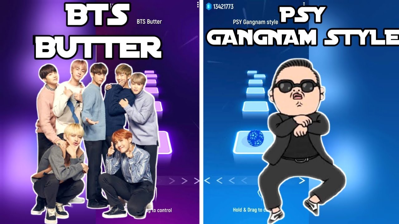 BTS BUTTER VS PSY GANGNAM STYLE - Tiles Hop EDM Rush
