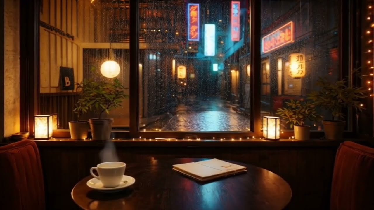 Tokyo Rainy Night Café ☕🌧️ | Deep Focus Ambience, Thunder & Soft Cafe Sounds (No Music)