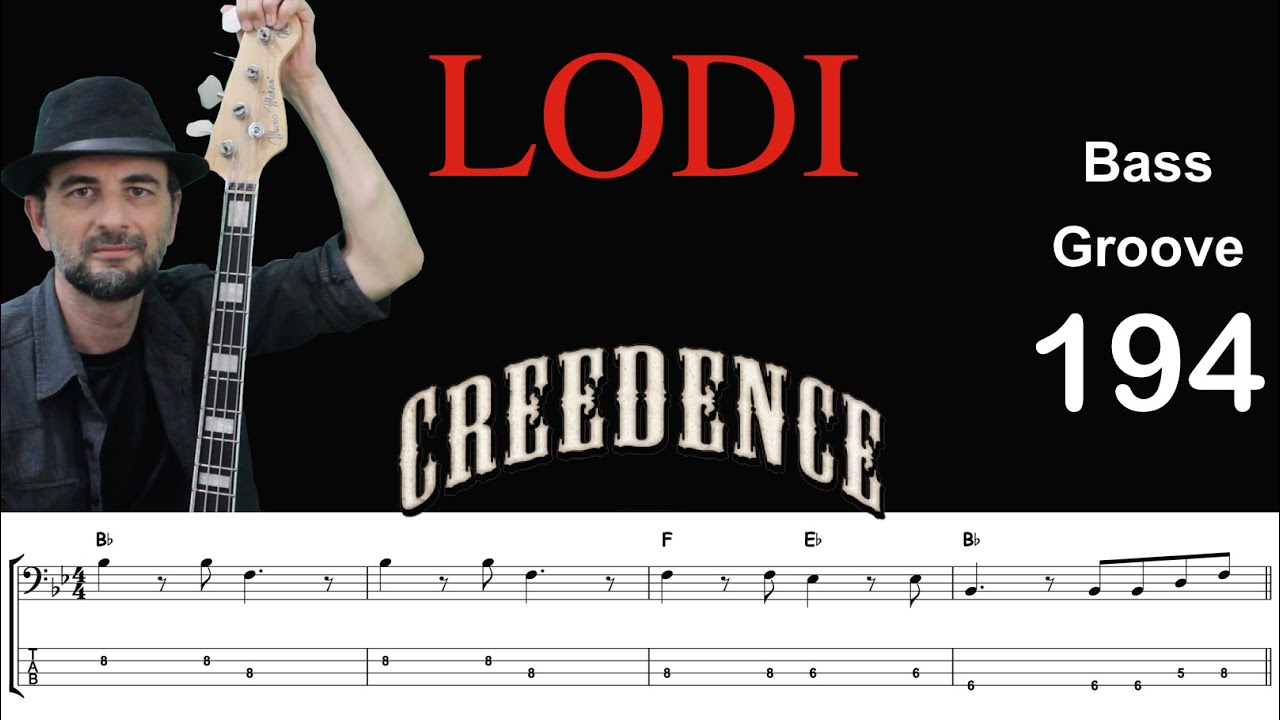 LODI (Creedence) How to Play Bass Groove Cover with Score & Tab Lesson