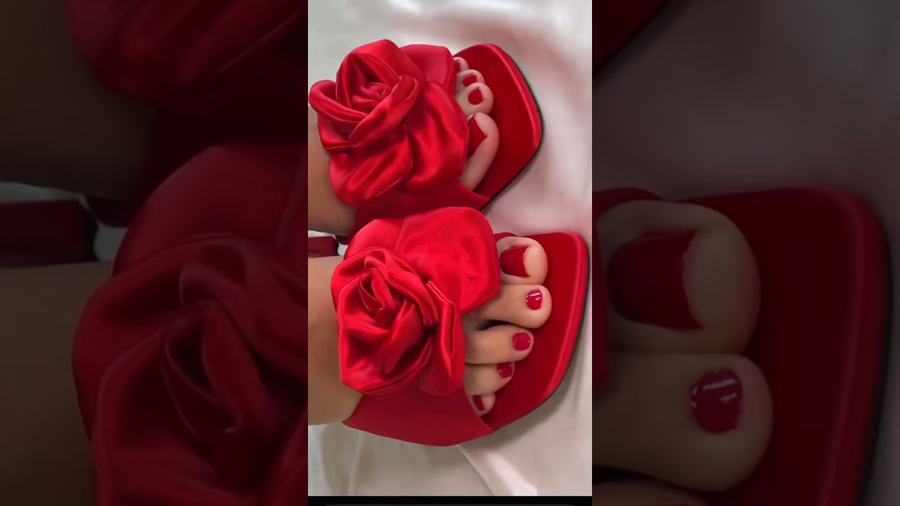 So beautiful red toenails in a nice red high heels