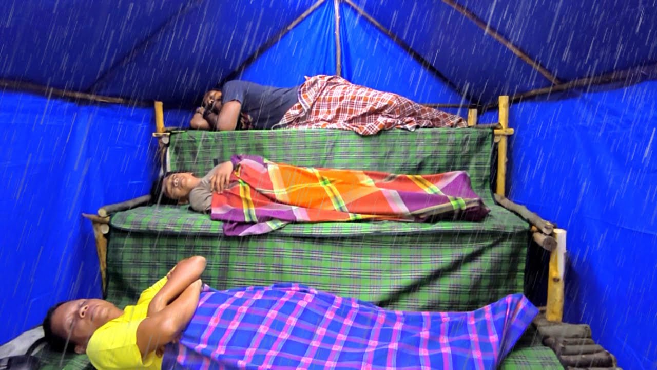 diguyur hujan deras siang malam camping fishing bermalam di hutan, tidur nyenyak sampai pagi