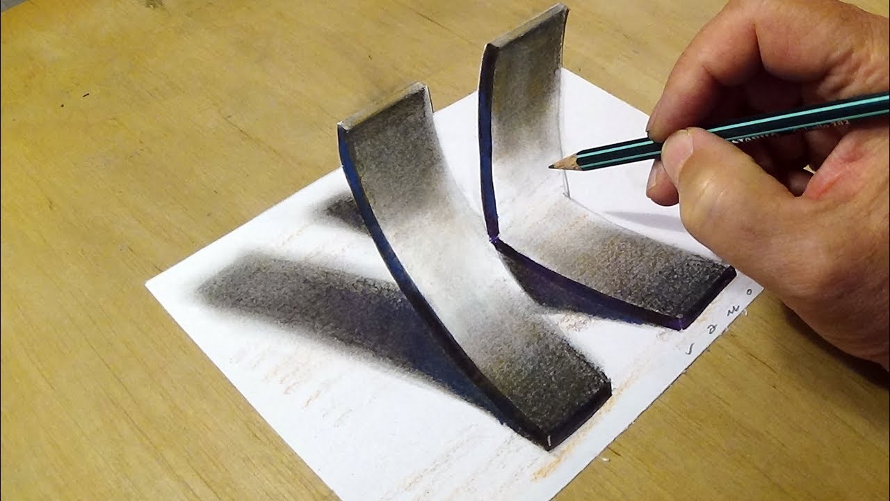 Drawing 3D Letter K - How to Draw K with Charcoal Pencil - Anamorphic Art by Vamos