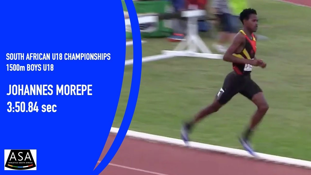 Johannes Morepe wins U18 1500m at ASA Championships, Potchefstroom in 3:50.84 - 1 April 2022