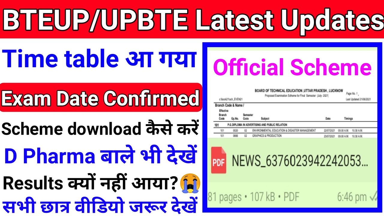 Time Table आ गया Exam Date Confirmed | bteup latest news today | bteup results kab tak Aayega 2021