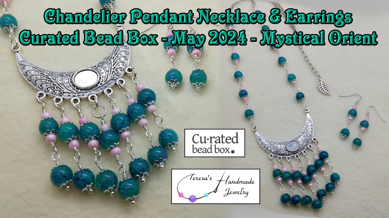 Chandelier Pendant Necklace & Earrings | Curated Bead Box | May 2024 | Mystical Orient #beading