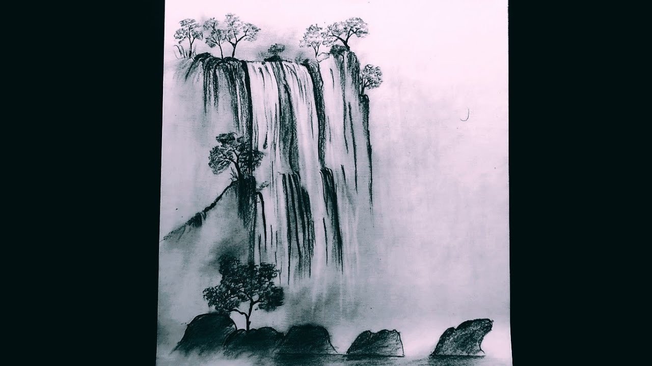 How to draw waterfall with pencil shading/Best drawing with pencil shading .#pencilart #art 