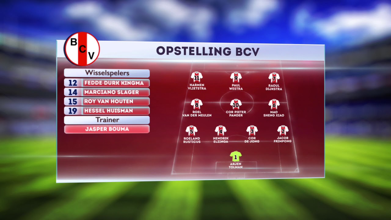 Opstelling BCV in de derby tegen Hardegarijp