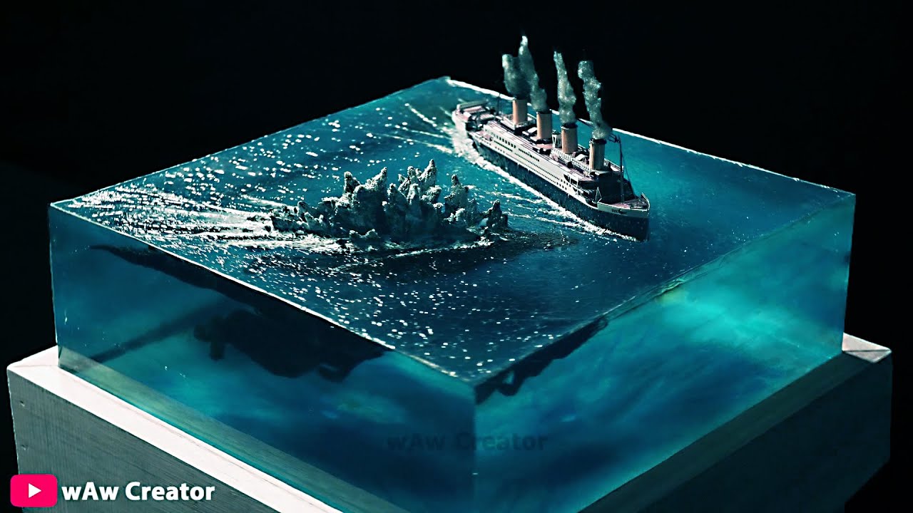 Iceberg Godzilla Took Down Titanic Diorama / Resin Art / Waw Creator
