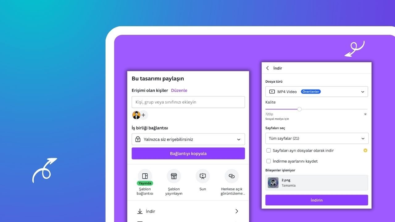 Canva İndirme ve Paylaşım Ayarları