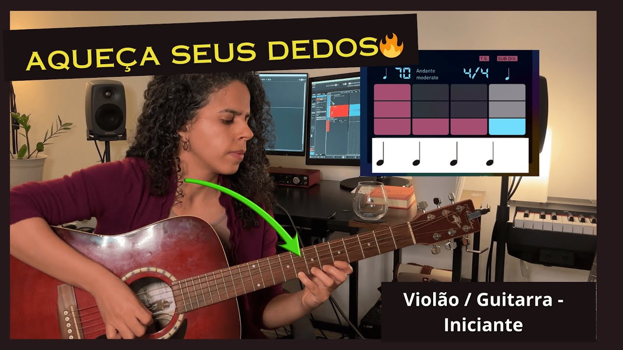 Pratique violão comigo 5 minutos de aquecimento - 70 a 100 BPM - #violão