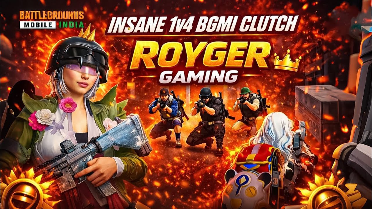 🔥1HP INSANE CLUCH MOMENT🔥BGMI 1v4 CLUTCH  👑 ROYGER GAMING 😎