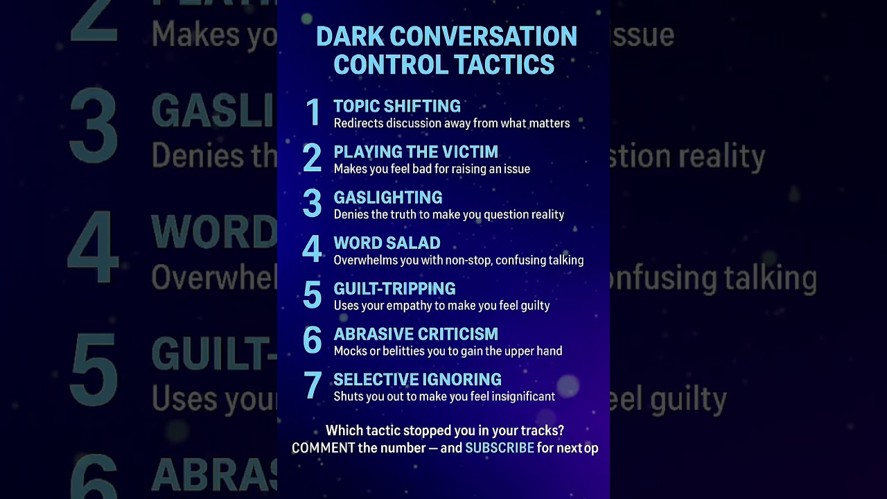 Dark Conversation Control Tactics | 7 Psychological Manipulation Tricks People Use Against You