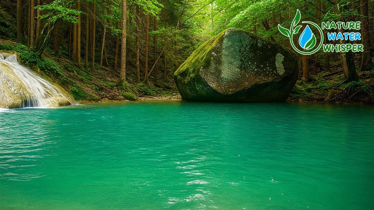 Relaxing Turquoise Pool & Waterfall | Calming Nature Sounds for Sleep, Meditation, Study