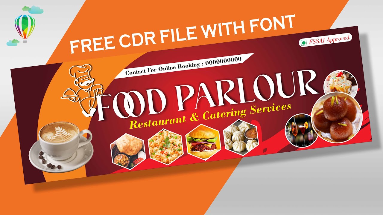 Resturent flex banner design in coreldraw | Resturent Banner Design Free CDR | Hotel Banner Design