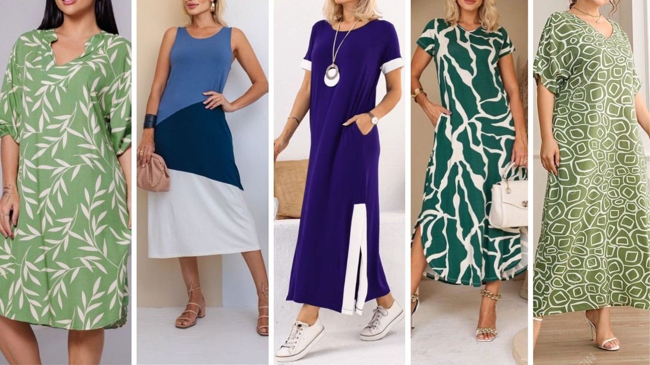 VESTIDOS para SENHORAS de 50 60 70 80 anos - ROUPAS com VESTIDOS para MULHERES MADURAS