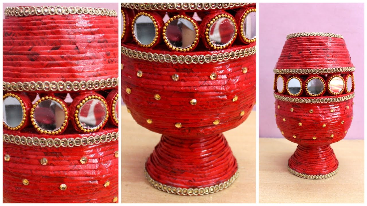 DIY Newspaper Vase : How to make a flower pot from old recycled newspaper at home