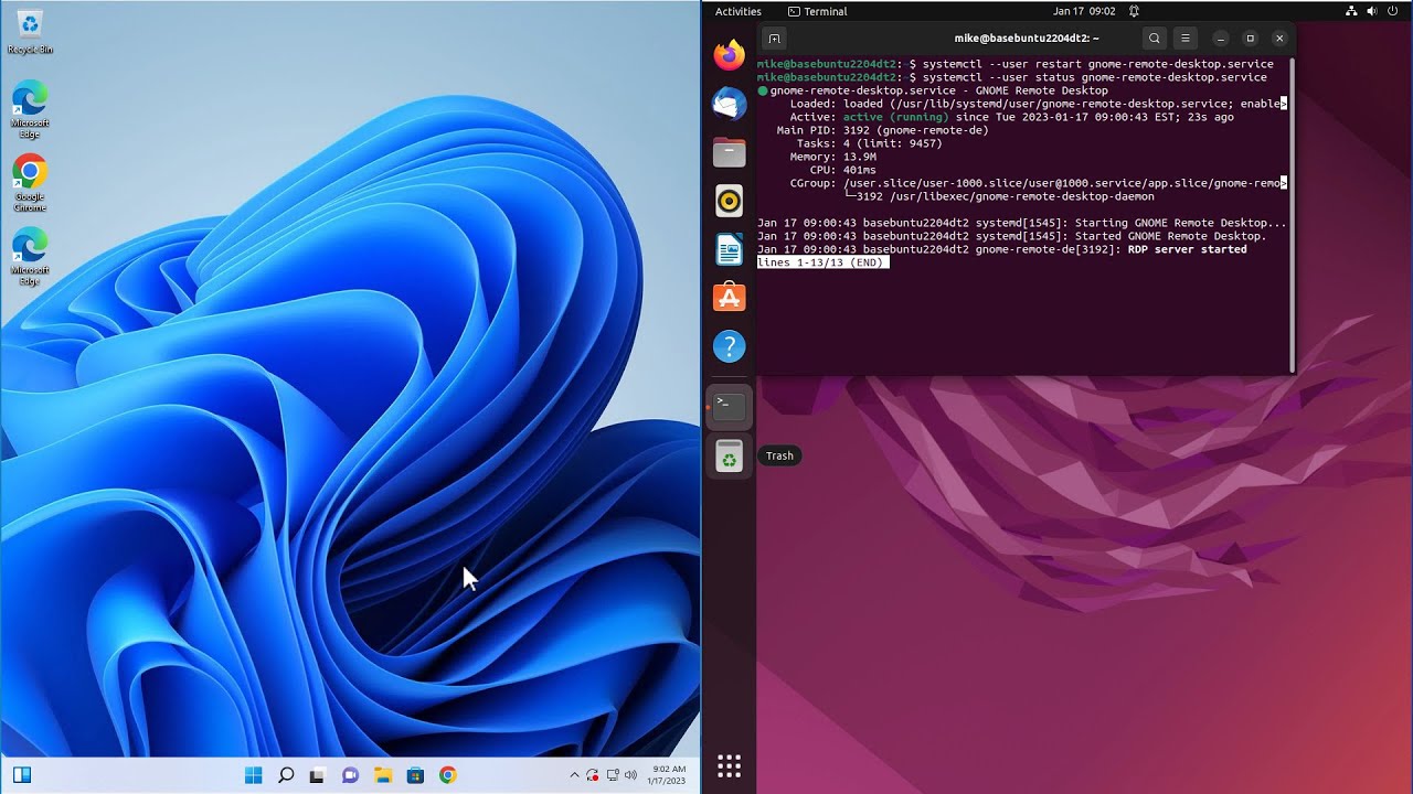Удаленное подключение Windows к рабочему столу Ubuntu 22.04 Gnome