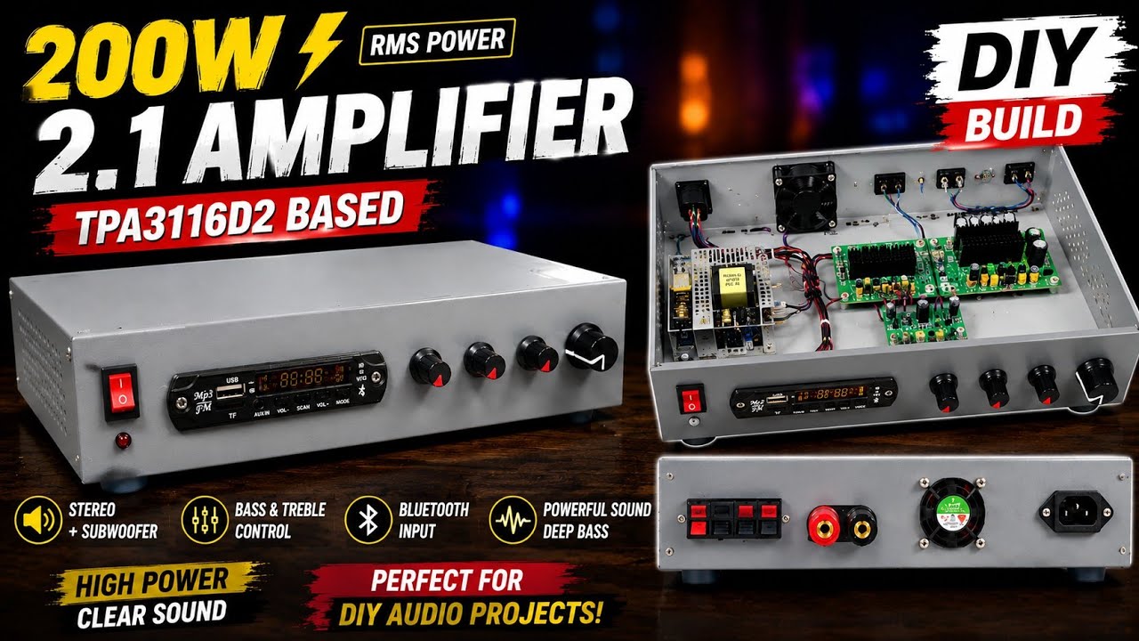 How to make a 200w 2.1amplifier at Home Powerful sound