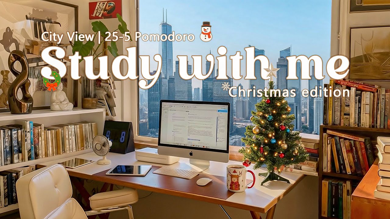 🎄2-HOUR STUDY WITH ME 🎅 Christmas Edition🔥 Fire Crackling Sounds | 25/5 Pomodoro
