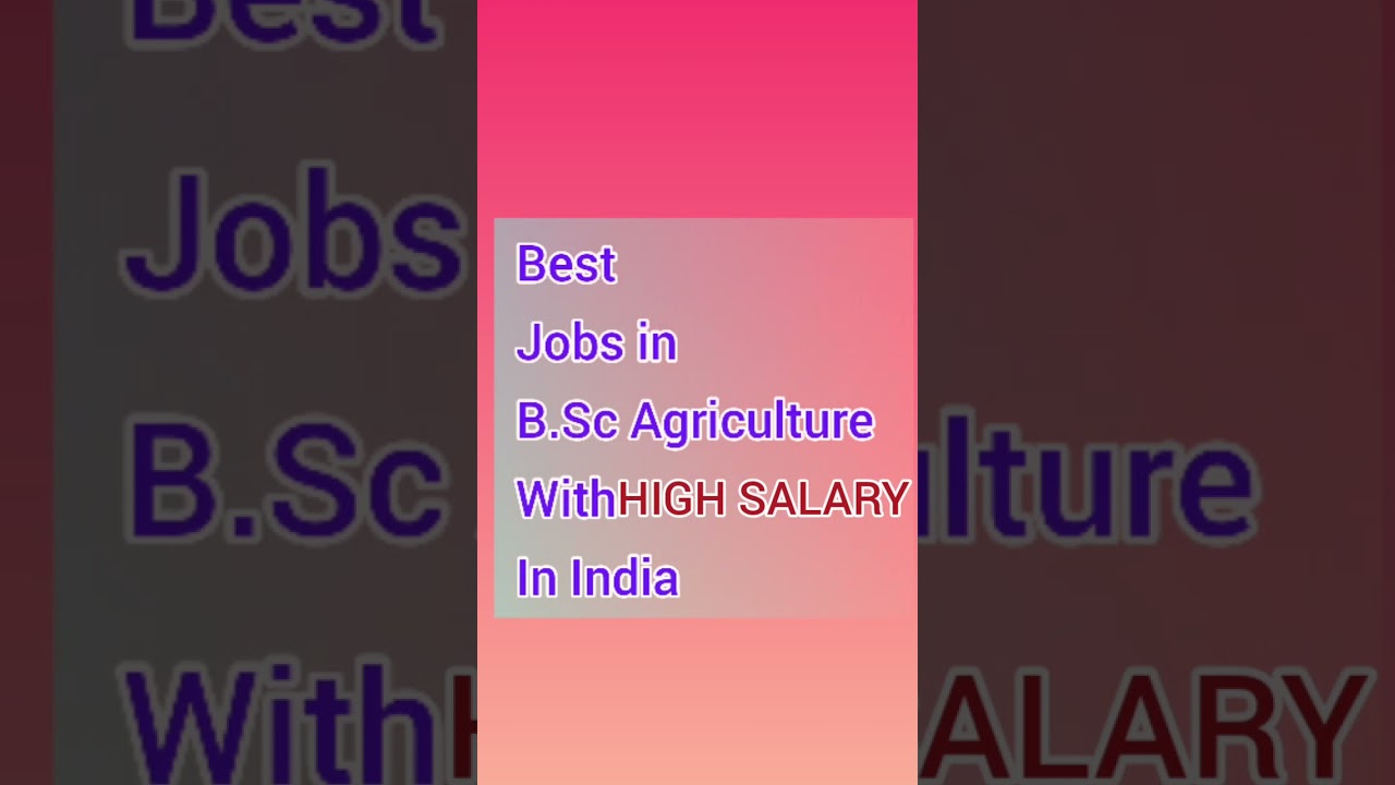 BEST jobs in BSc Agriculture with High Salary In India