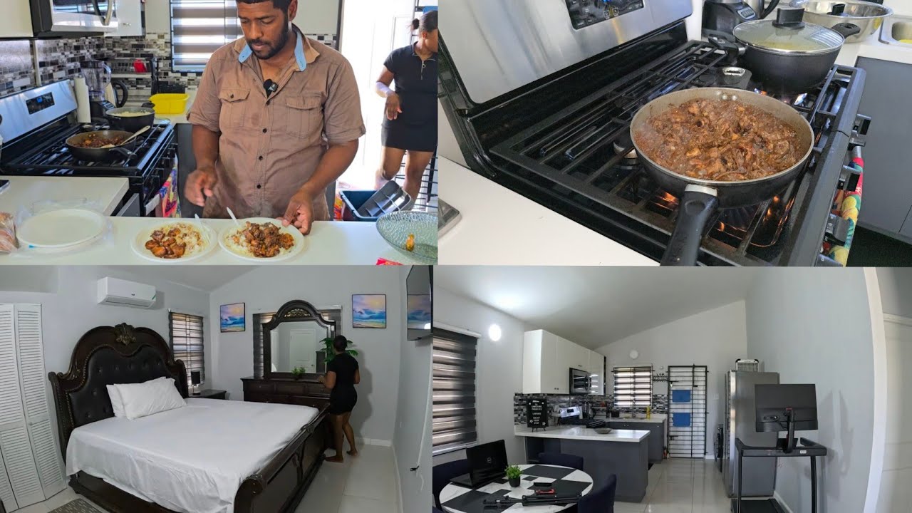 STEW CHICKEN WHILE CLEANING OUR AIRBNB & CUTTING THE GRASS!!!