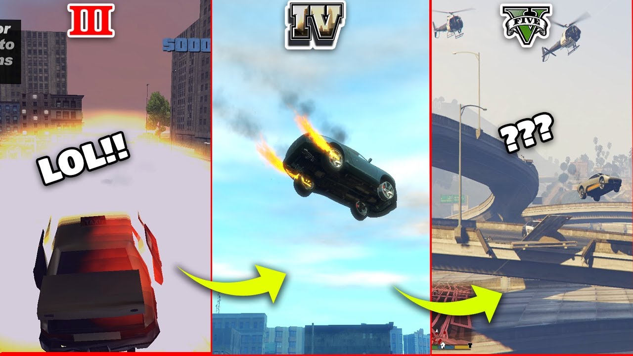 Evolution of car explosion while stunt in GTA Games ( 2001 - 2022 ) |