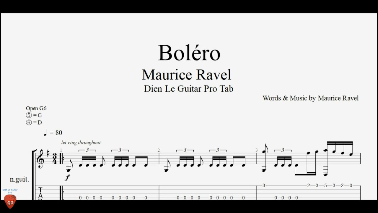 Maurice Ravel - Boléro - Guitar Tutorial + TAB