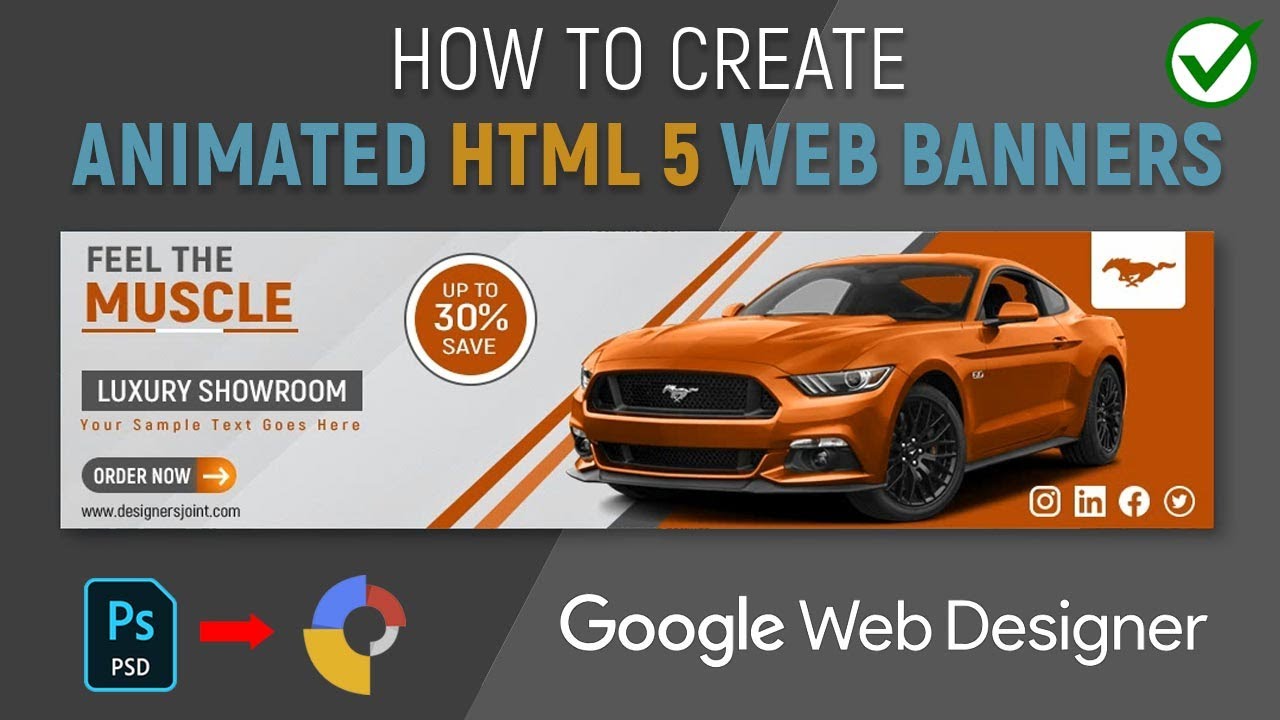 ✅ How to Create Animated HTML5 Banner Ads Using Google Web Designer | Convert PSD Banners to HTML5