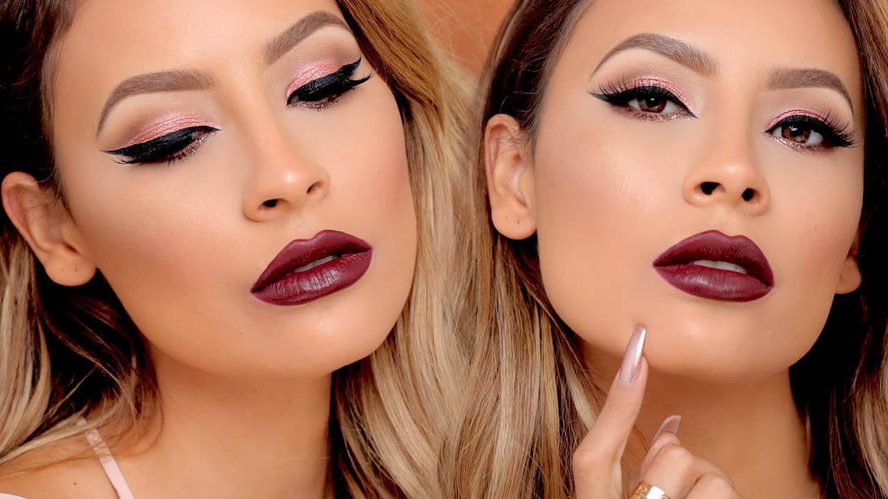 ROSE GOLD CUT CREASE with BOLD LIP