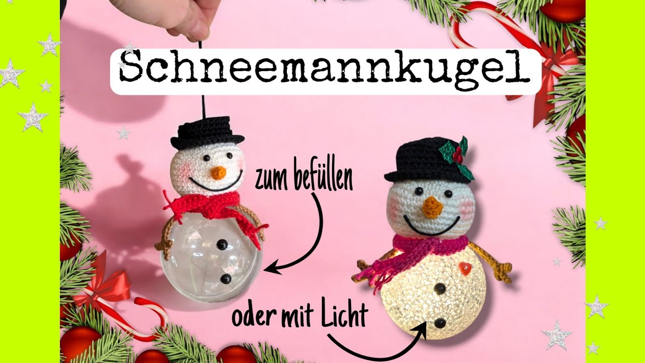 Schneemannkugel häkeln☃️❄️💗