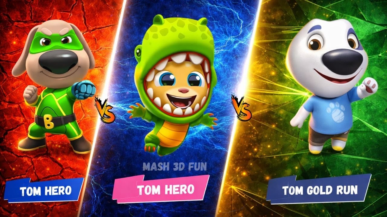 Which Talking Tom Runner Game Is BEST? 🏆  |tom hero 🆚 Time Rush🆚 Gold Run | runners |Mash 3d fun