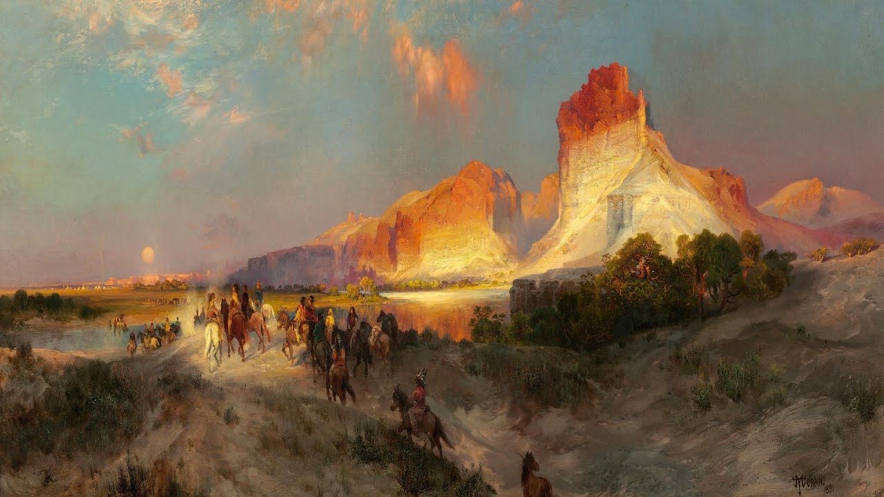 Glowing Canyon Sunset | Vintage Western Landscape Painting | Silent TV Art Screensaver 4K | 2 Hours