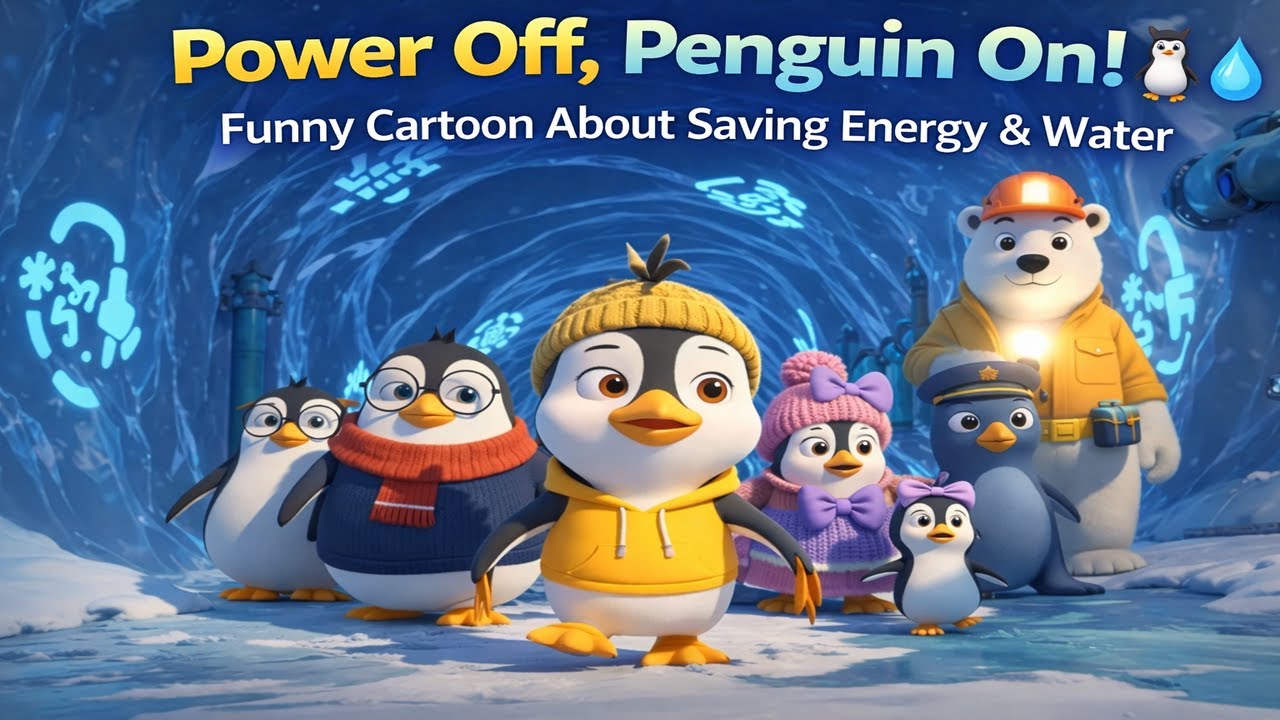 Power Off, Penguin On! 🐧⚡💧  Funny Cartoon About Saving Energy & Water