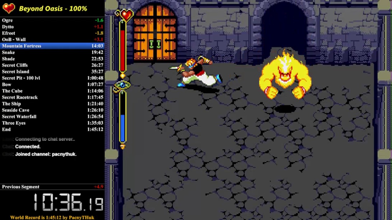 Beyond Oasis Speed Run 100%, RTA 1:40:15, IGT 1:30:28