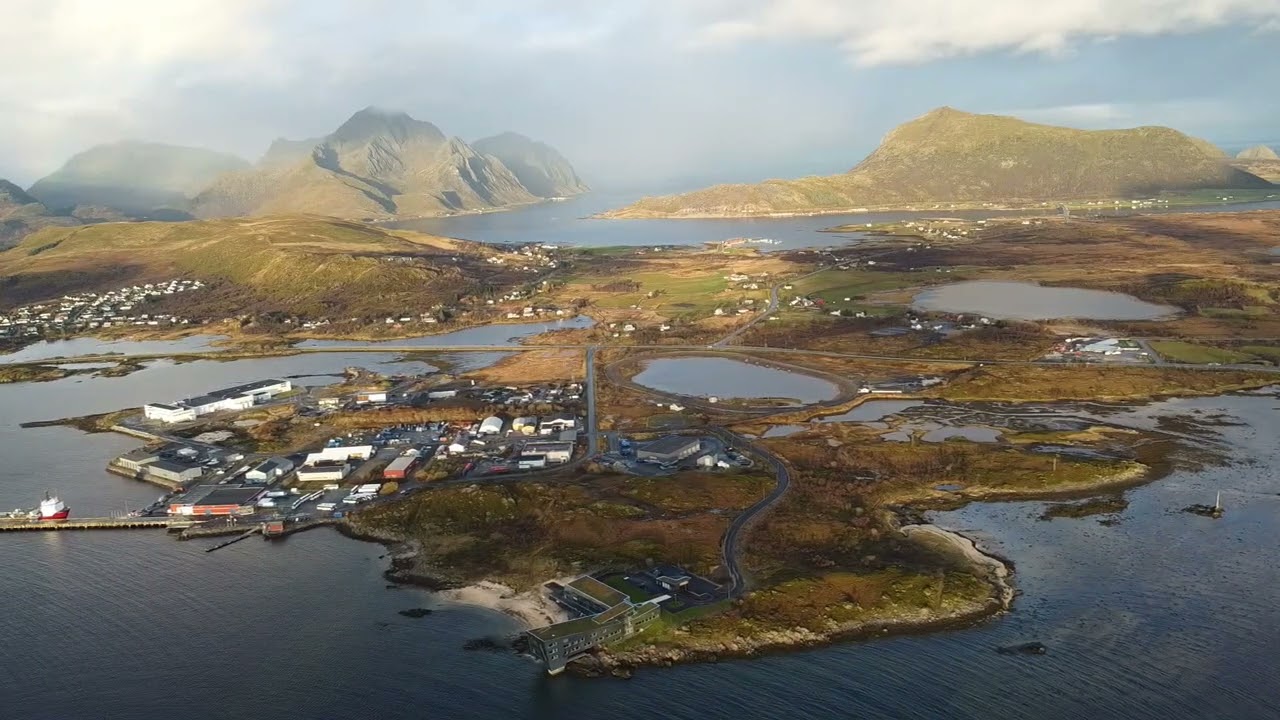 Leknes Country Side Arial View.  AMAZING Ocean and Island Video!  DRONE - Leknes Norway - ECTV