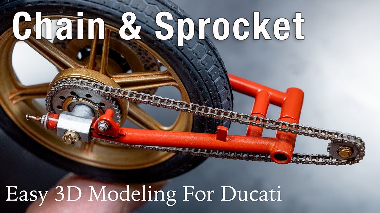 3D цепь и звездочка для модели мотоцикла