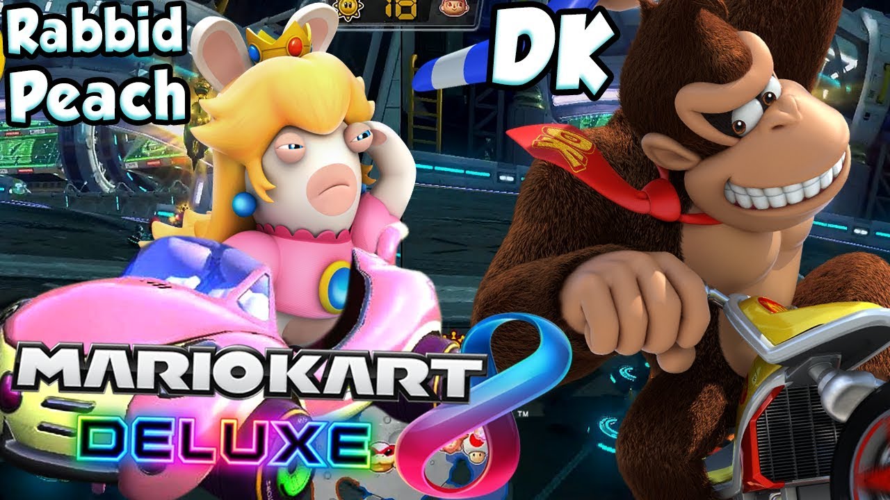 ABM: Mario Kart 8 Deluxe Match !! Rabbid Peach против Donkey Kong !! ГОНКИ И БИТВА !! HD