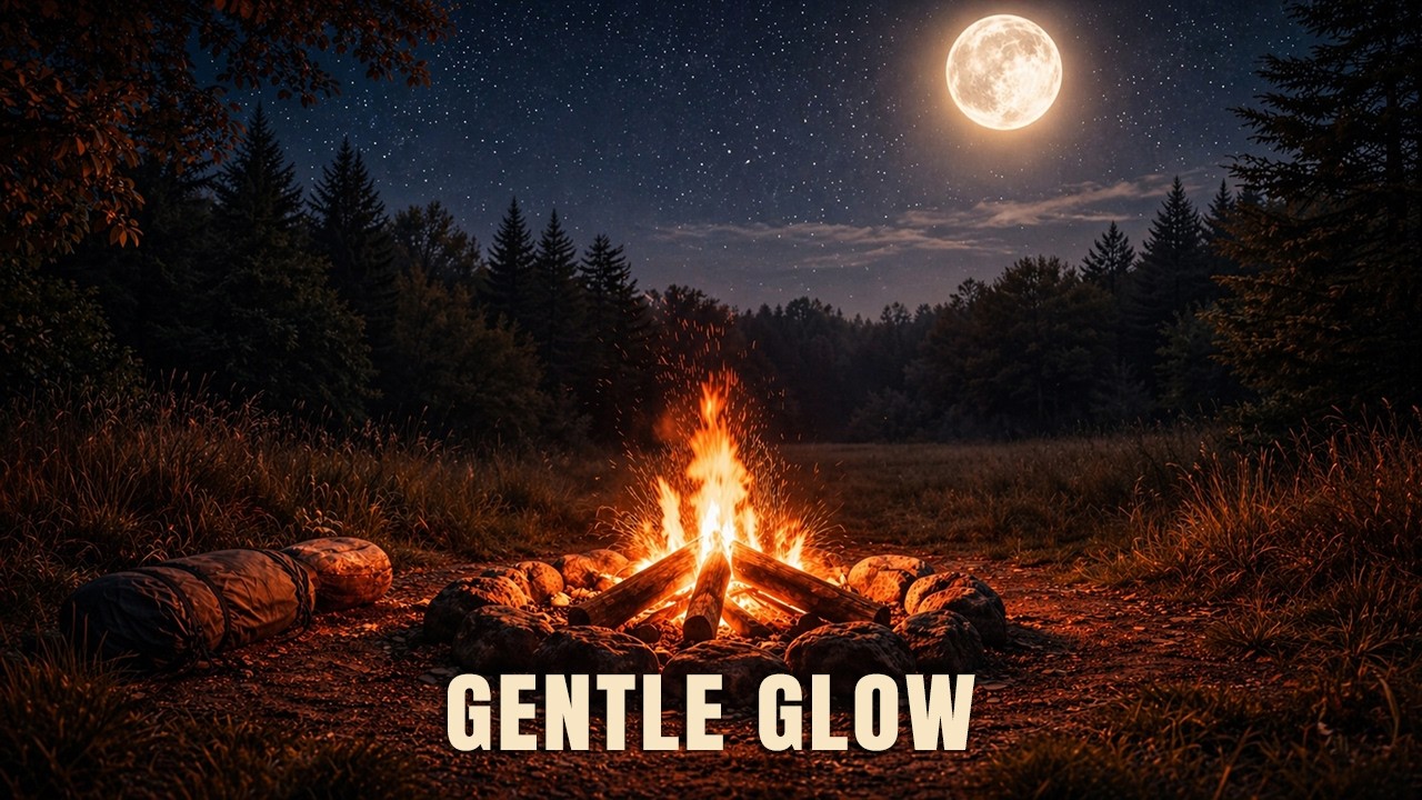 1 Hour Sleep Piano 🌙 Relaxing Campfire Night Music | Deep Sleep & Calm Mind