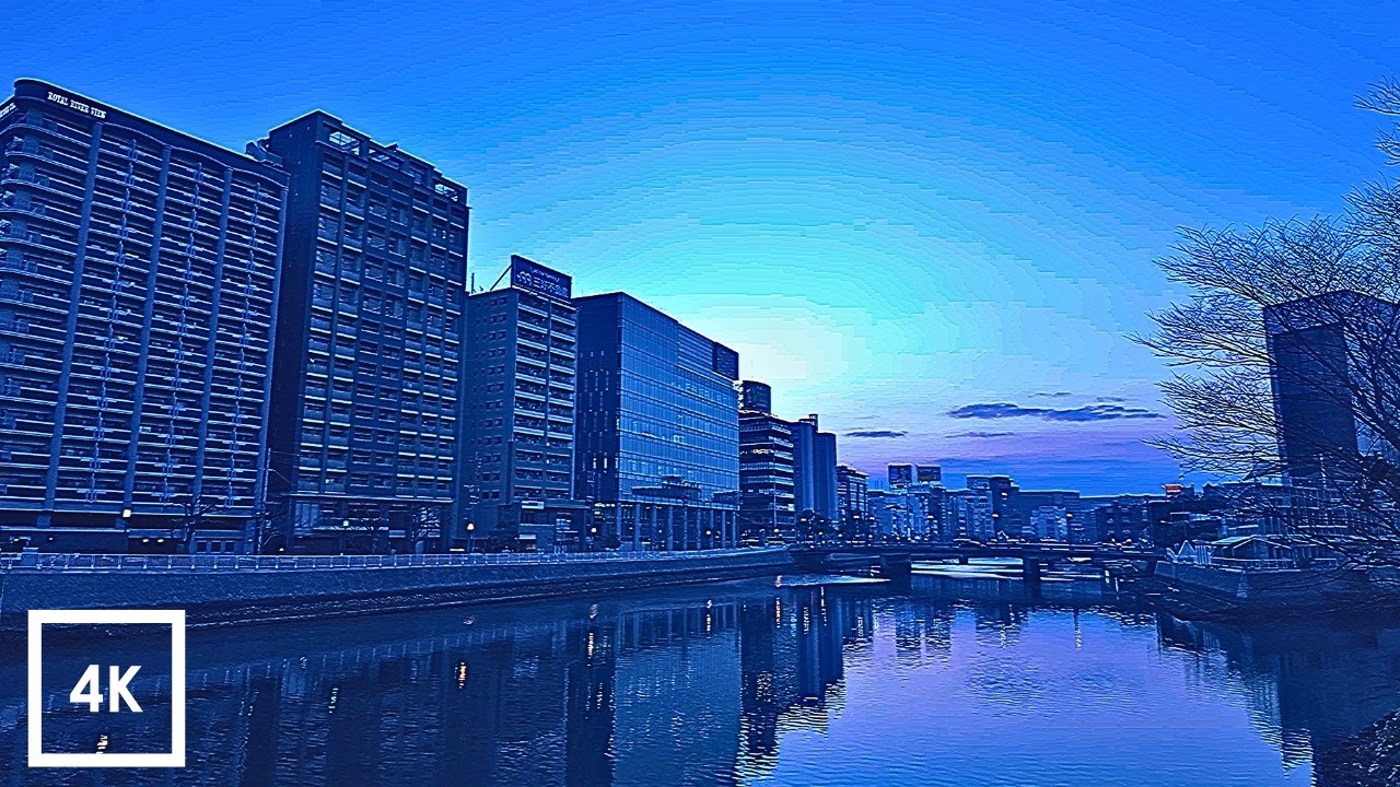 【4K Fixed Camera with Ambient Sound】Nakanoshima Bridge, Fukuoka City, Japan