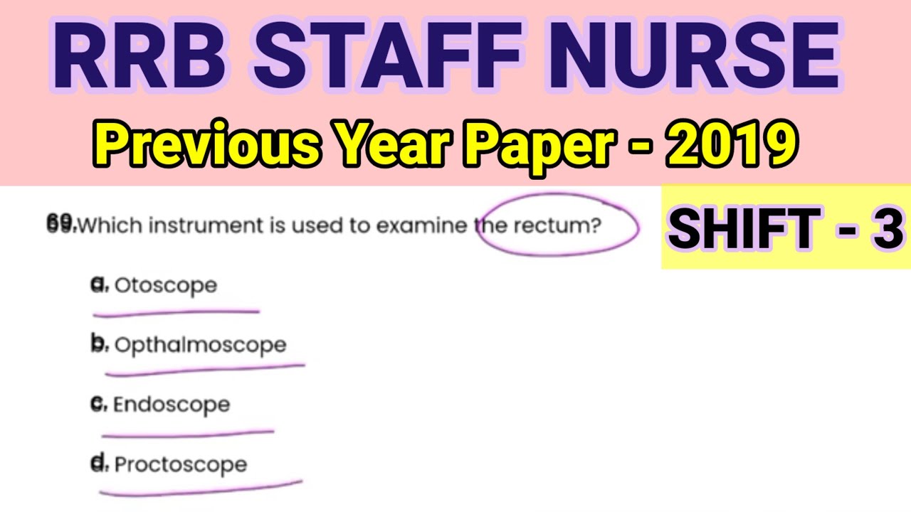 RRB Staff Nurse Previous Year Paper ( 2019 ) with Solution || Shift - 3 ||