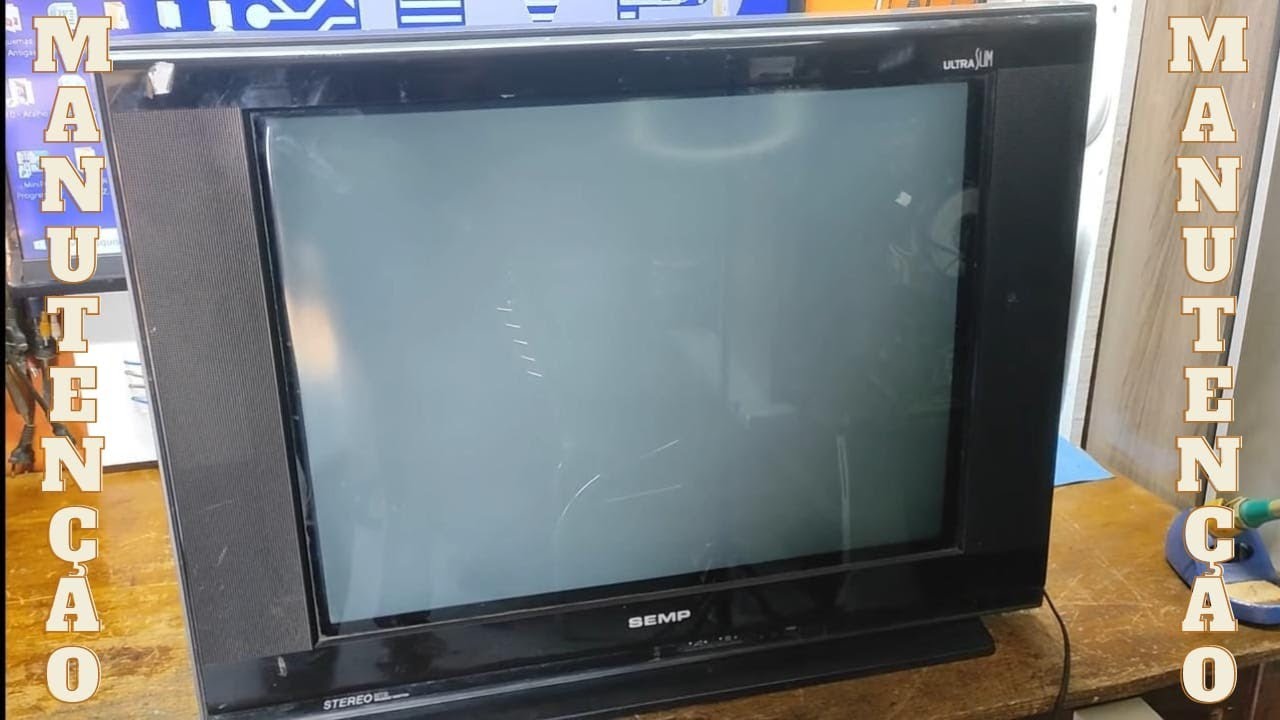 Manutenção tv SEMP ultra slim 2934 com vertical fechado e zumbido na fonte.
